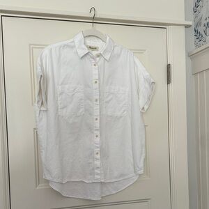 Madewell White Short-Sleeve Cotton Button Front Shirt